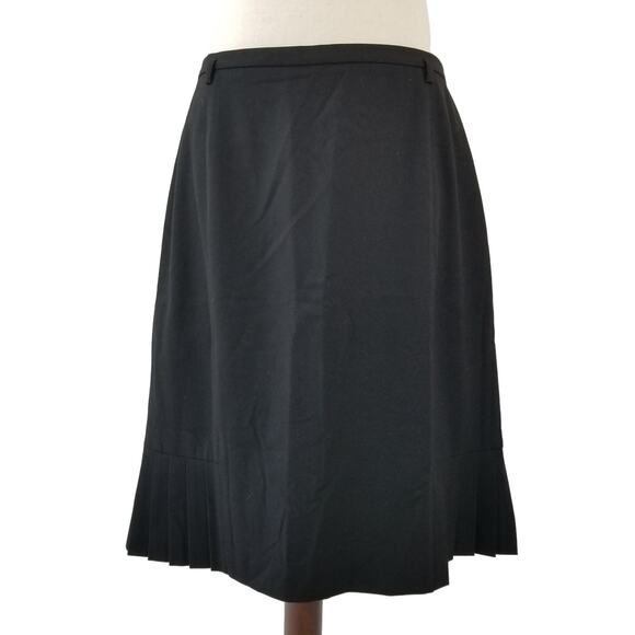Talbots Dresses & Skirts - Talbots Black Pleated Ruffle Hem Lined Rear Zip Skirt NEW Size 14 P